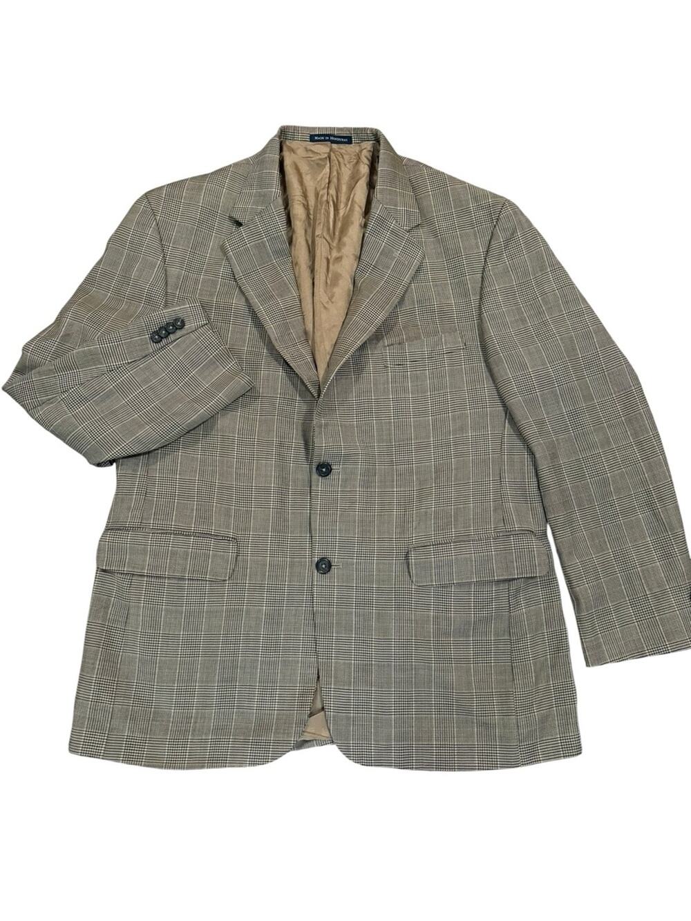 Men's Plaid Wool-Blend Blazer in Beige